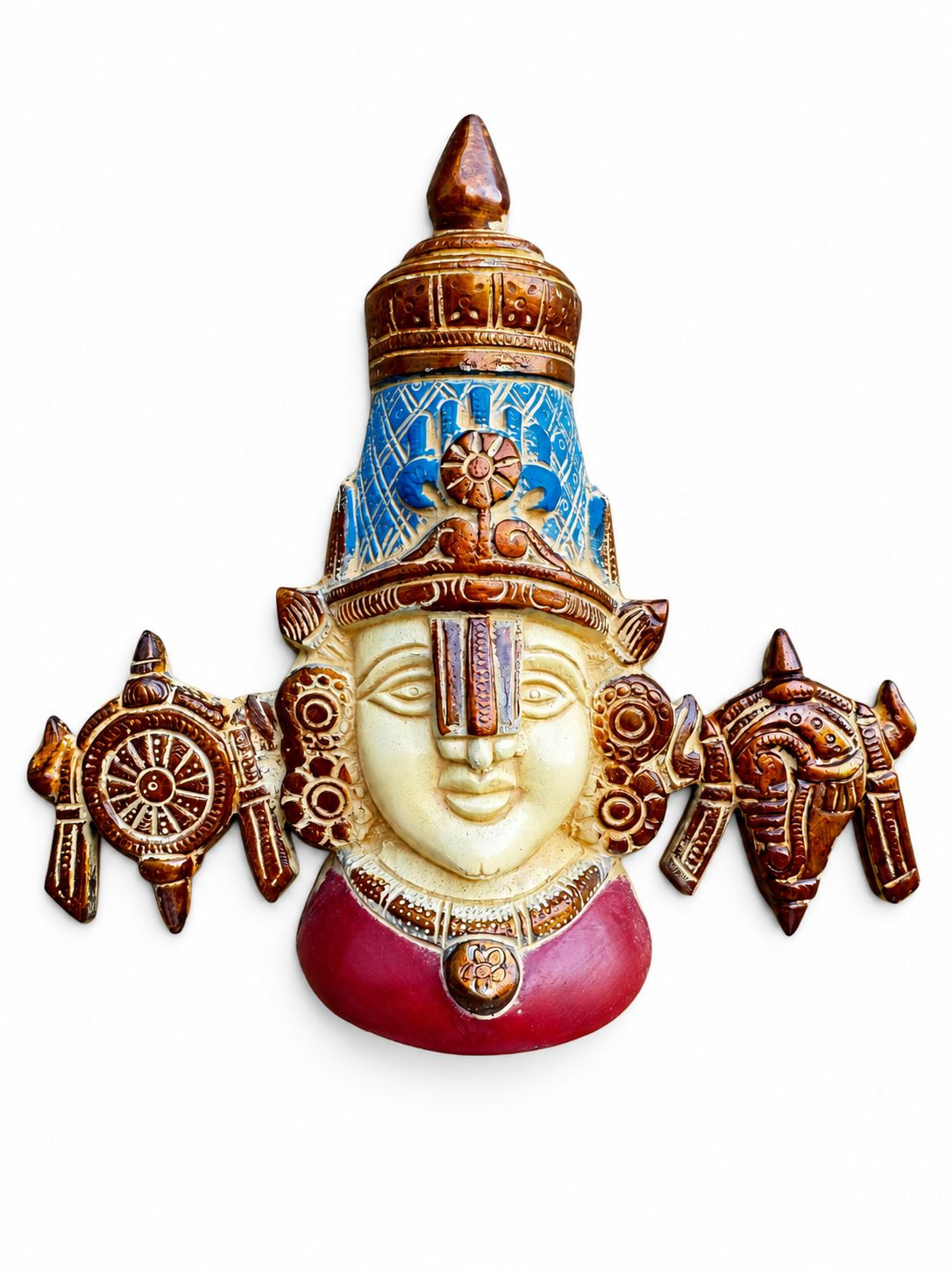 Lord Venkateswara Colored Brass Wall Panel