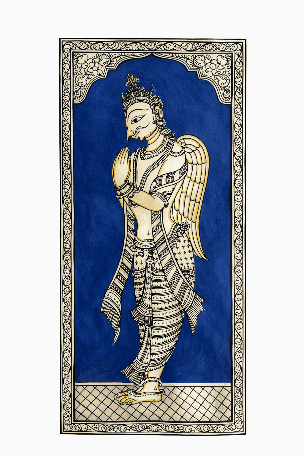 Garuda in Pattachitra Painting in Blue – By a National Awardee (Unframed)