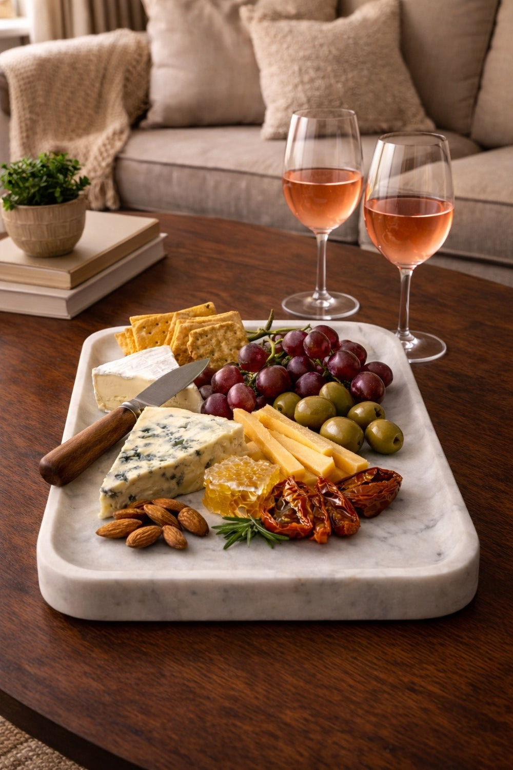 White Multipurpose Marble Tray for Hosting