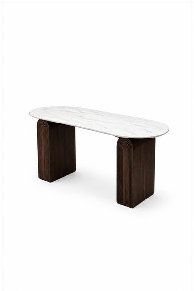 Arches of Earth Wood & Marble Console Table