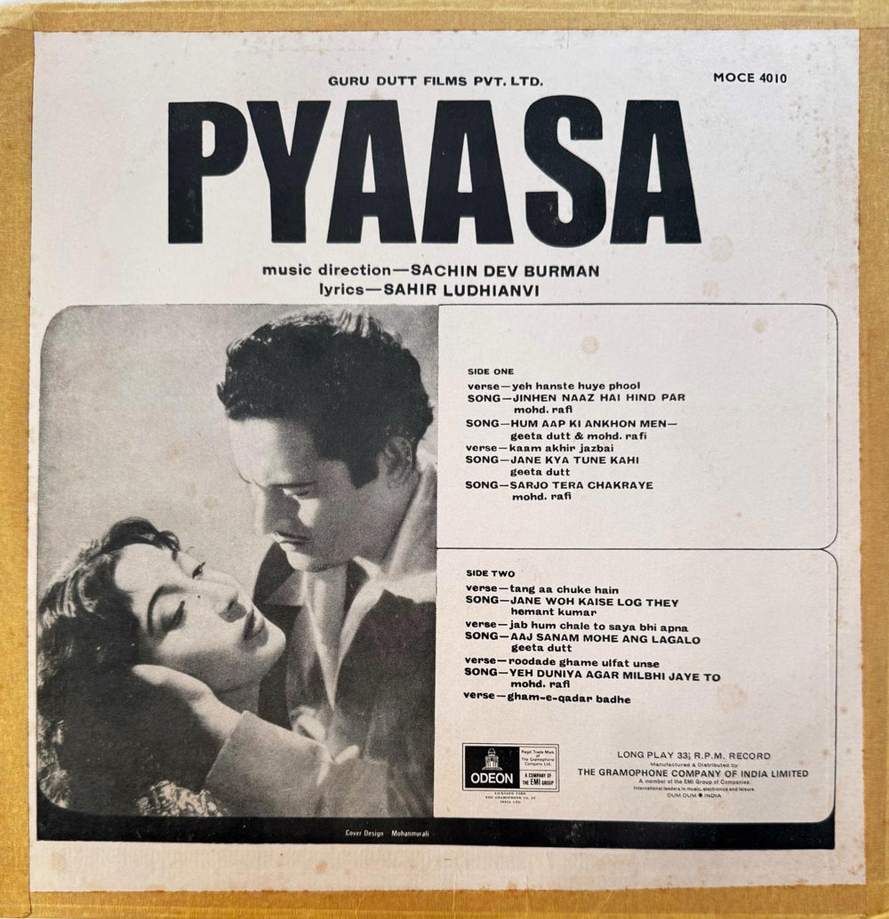 Pyaasa First Pressing LP Vinyl Record - ODEON MOCE 4010