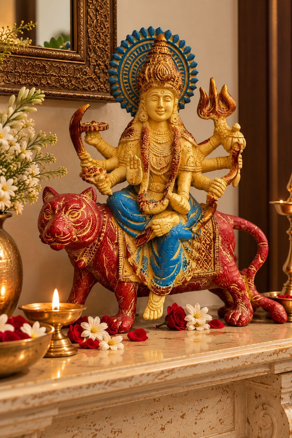 The Eternal Shakti | Coloured Brass Sculpture