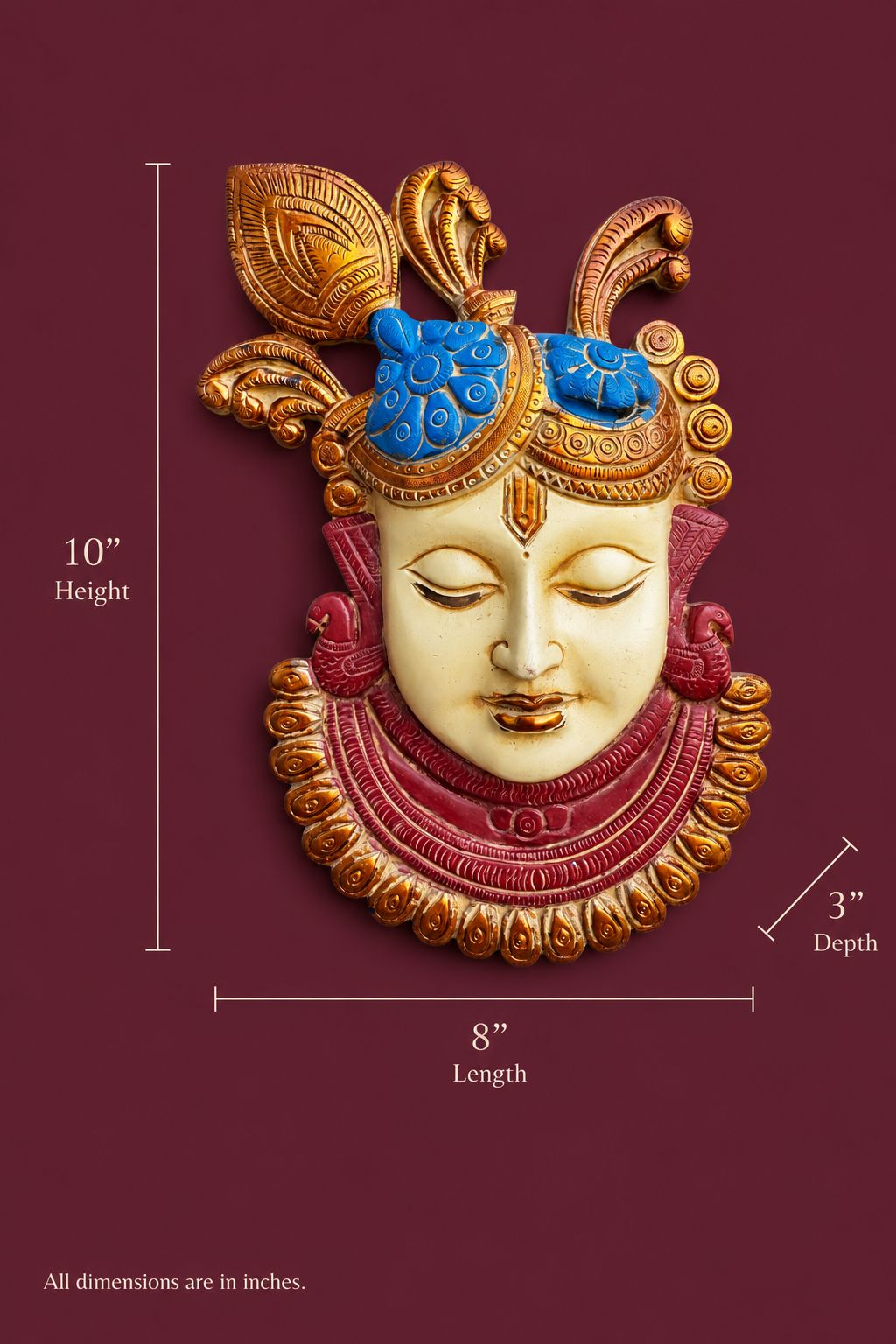 Shrinathji | Krishna - The Divine Presence in hand-coloured Brass