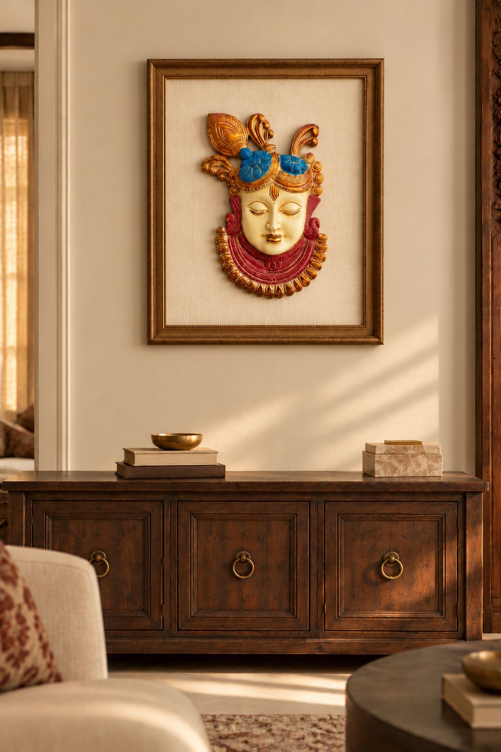Shrinathji | Krishna - The Divine Presence in hand-coloured Brass