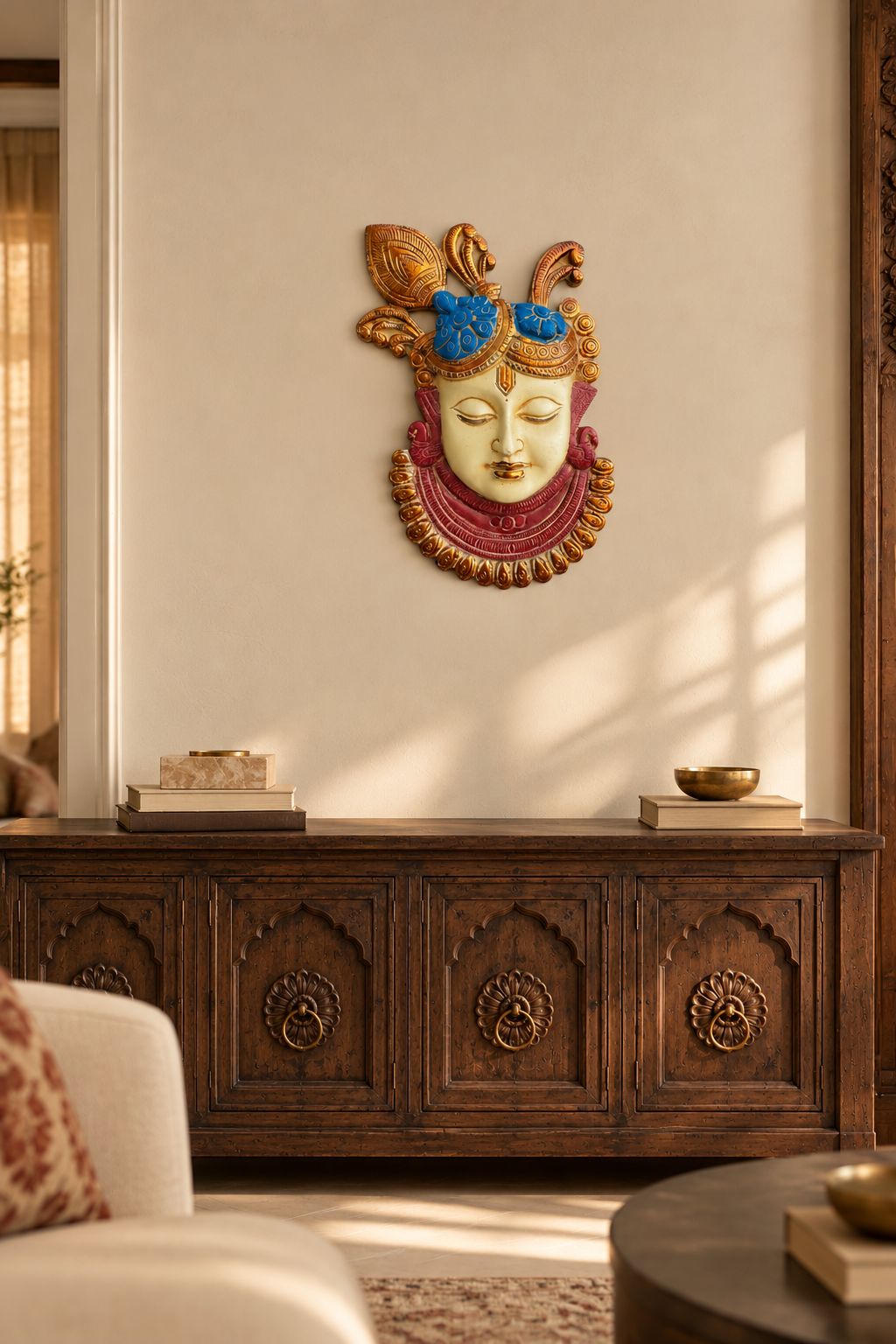 Shrinathji | Krishna - The Divine Presence in hand-coloured Brass