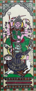 Durga Mahishasuramardini - Pattachitra Painting by a National Awardee (Unframed)