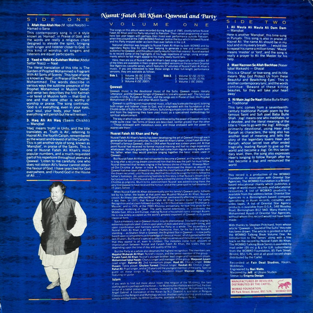 Best of Nusrat Fateh Ali Khan Qawaal and Party - Vol. 1 LP Record