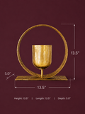 Sculptural Brass Votive Holder with Amber Cup