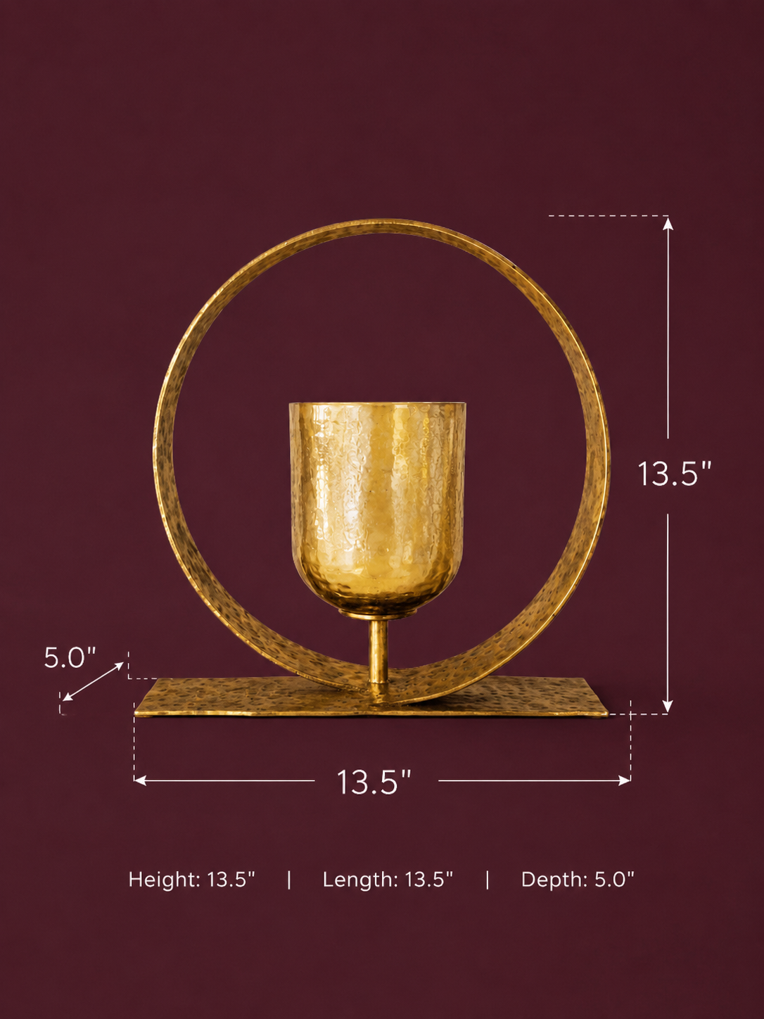 Sculptural Brass Votive Holder with Amber Cup