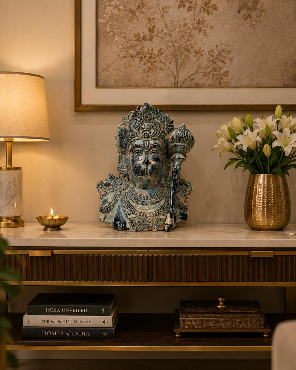 Hanuman Ji | Antique Patina Sculpture in Brass | Sacred Luxury