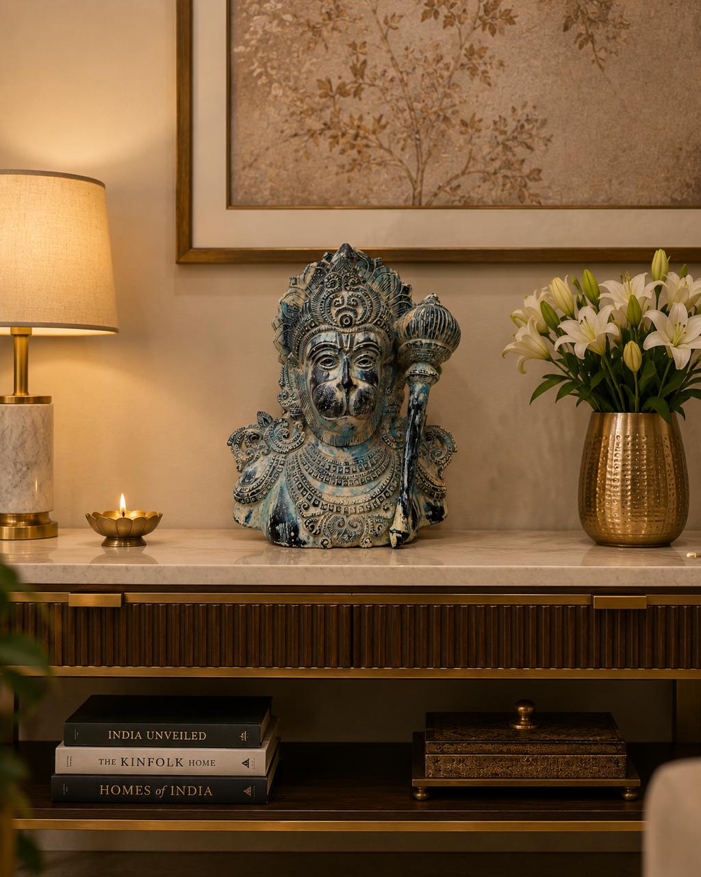 Hanuman Ji | Antique Patina Sculpture in Brass | Sacred Luxury