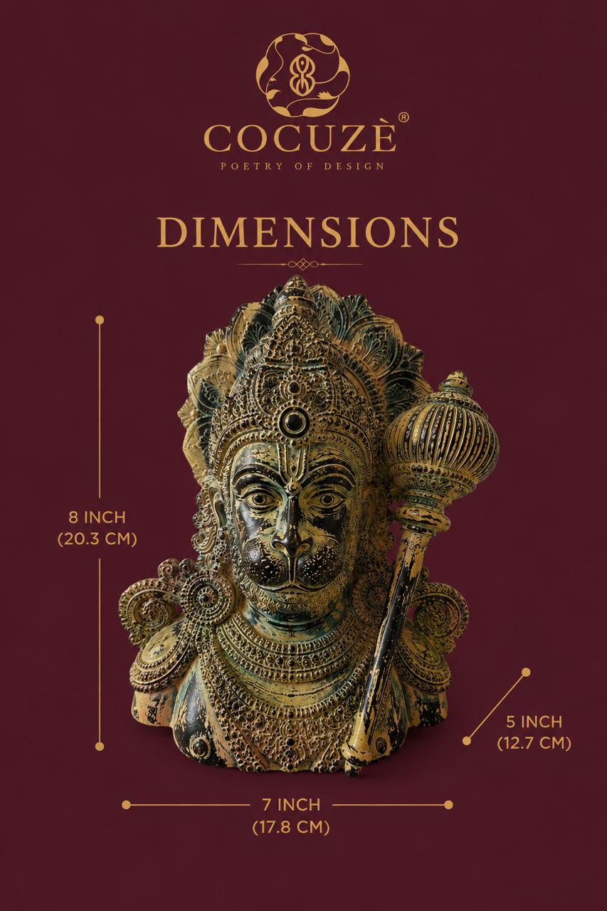 Hanuman Ji | Antique Patina Sculpture in Brass | Sacred Luxury