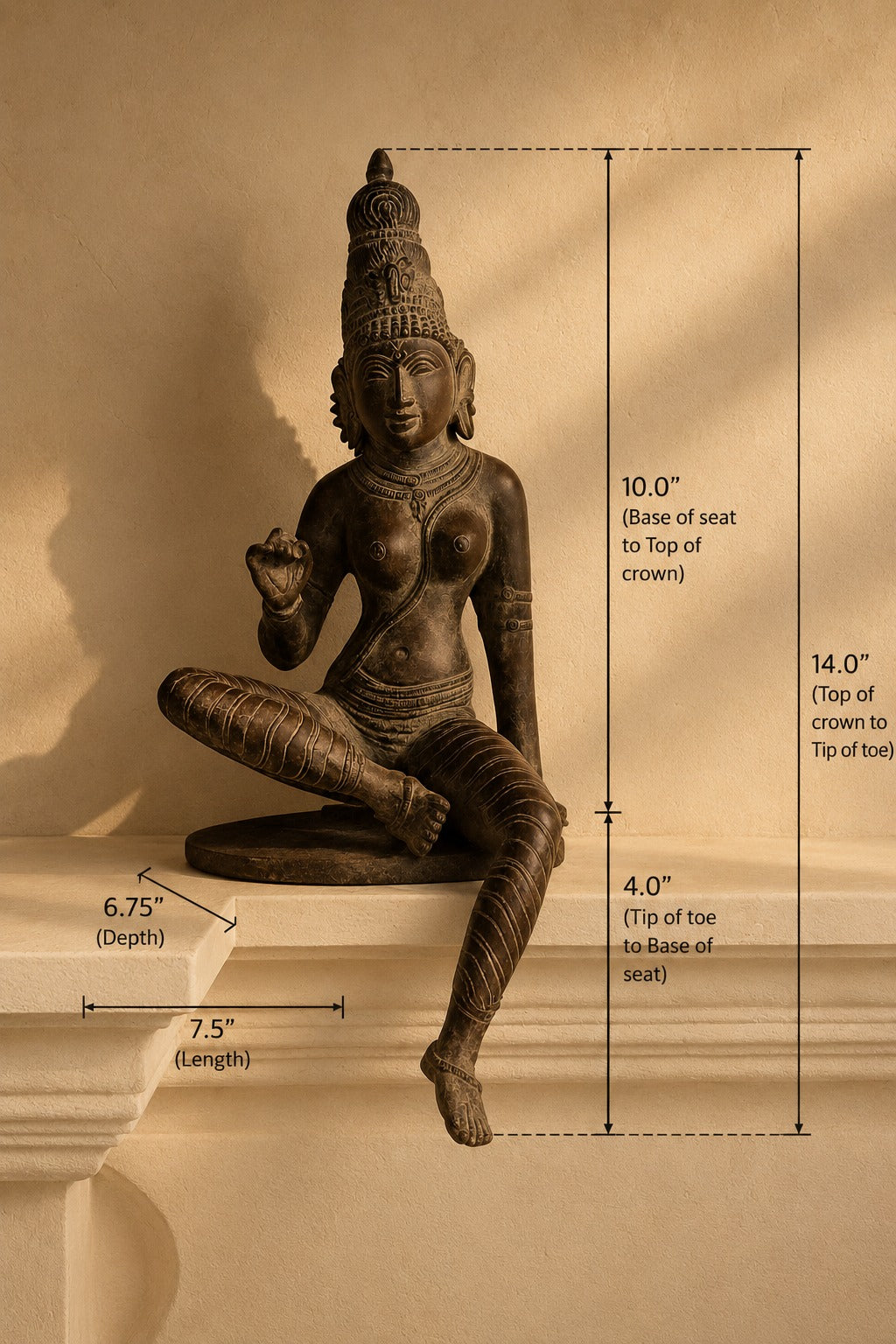 Chola Parvati in Lalitasana – Umber Brown (Inspired by Early Chola bronzes of Parvati, circa 1000 A.D.)