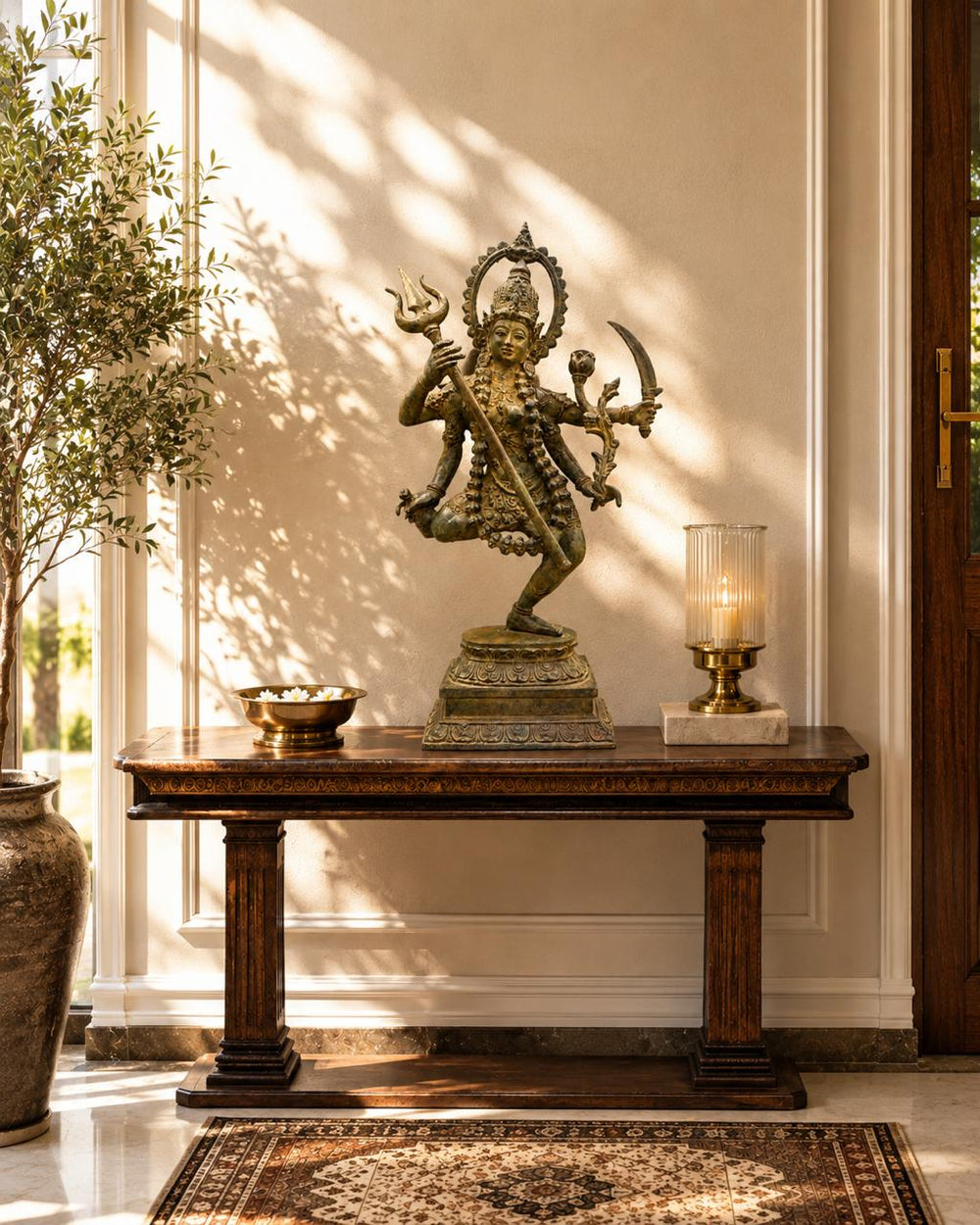 Balinese Bronze Goddess Kali Sculpture in Bronze | 17-Inch Antique Finish Goddess Statue