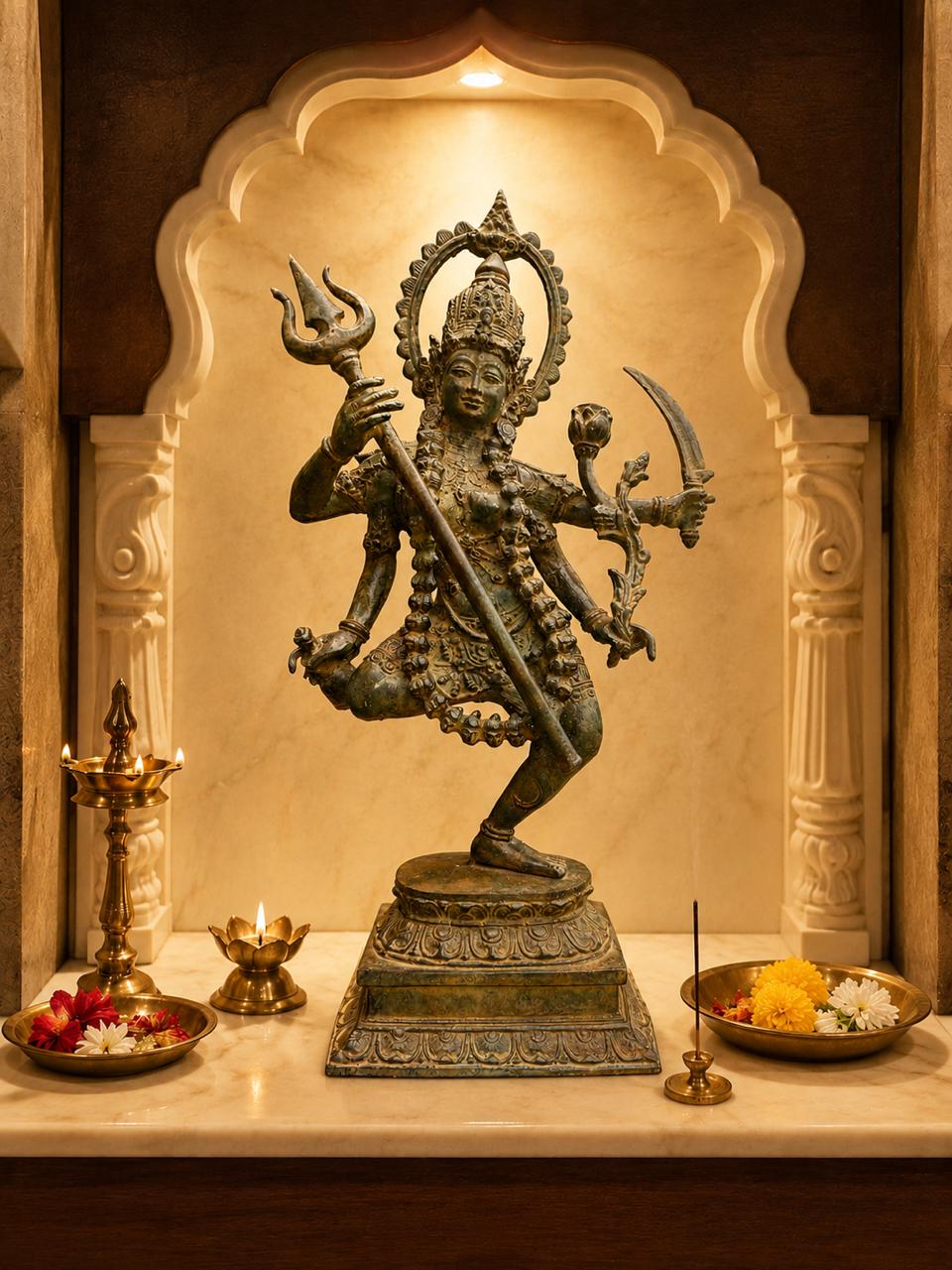 Balinese Bronze Goddess Kali Sculpture in Bronze | 17-Inch Antique Finish Goddess Statue