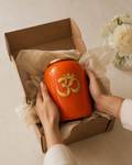Enameled Om Blessing Vase in Metal