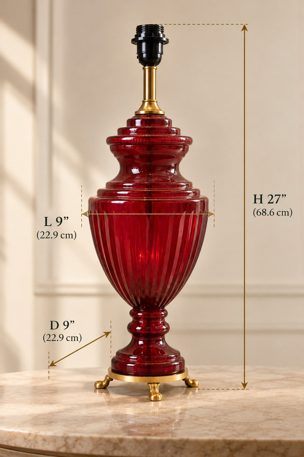 The Ruby Heirloom Brass Table Lamp (Arrives without Lamp Shade)